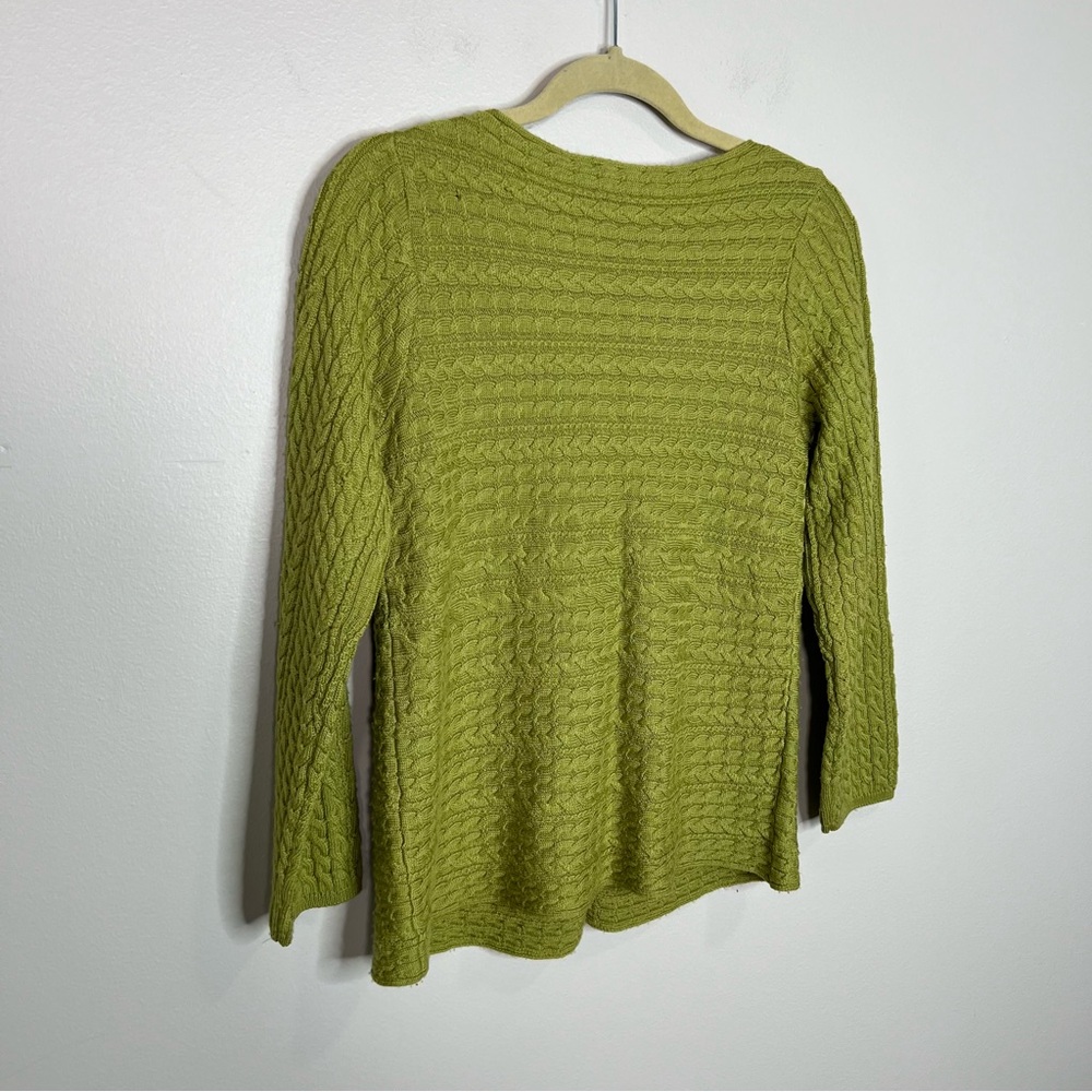 PHILOSOPHY REPUBLIC Lime Green 100% Wool Cardigan Sweater size Small Petite - Picture 5 of 15